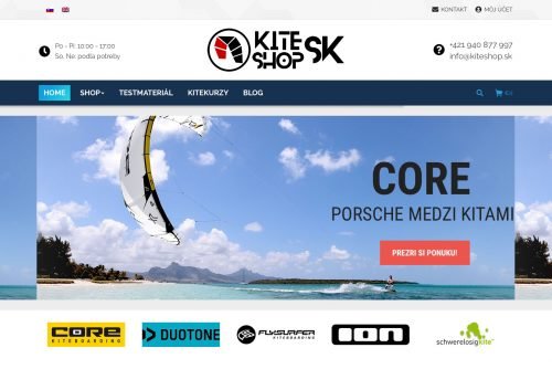 Kite shop, online obchod s výbavou pre kitesurfing.